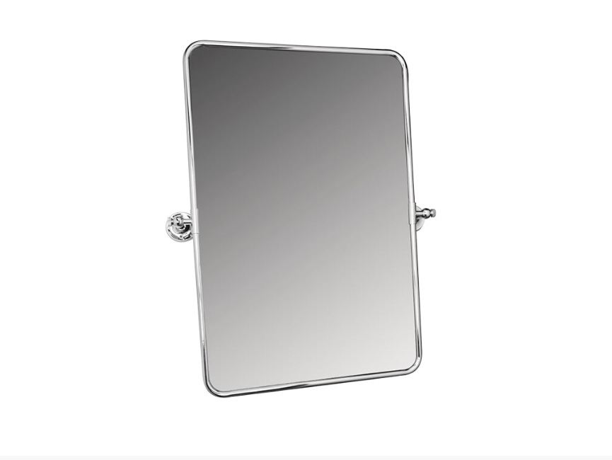 THE CLUB RECTANGULAR Specchio rettangolare in ottone cromato basculante. Lo specchio é dotato di due attacchi a parete che ne consentono la regolazione dell'inclinazione uso verticale COLONY accessori arredo bagno Cipí