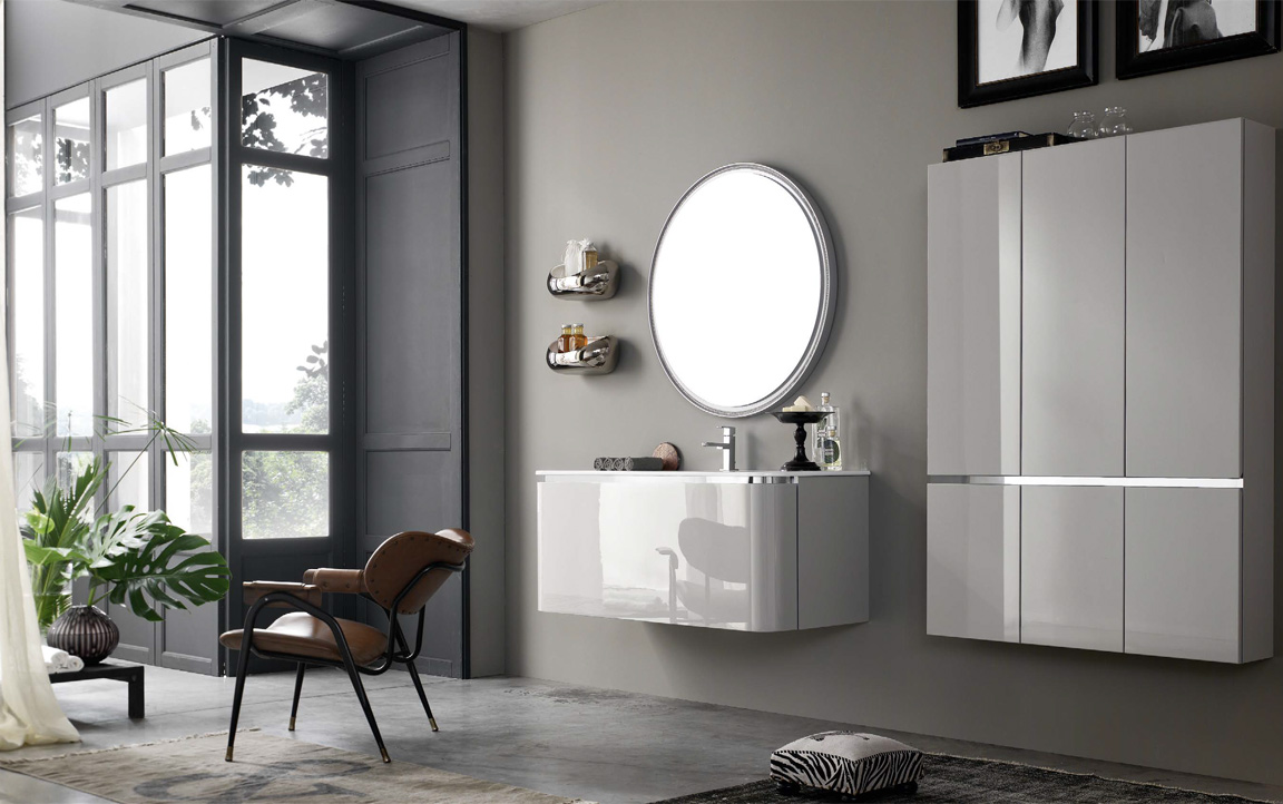 Composizione AC20 serie Acacia Grigio Londra Lucido Mobili Bagno Ardeco