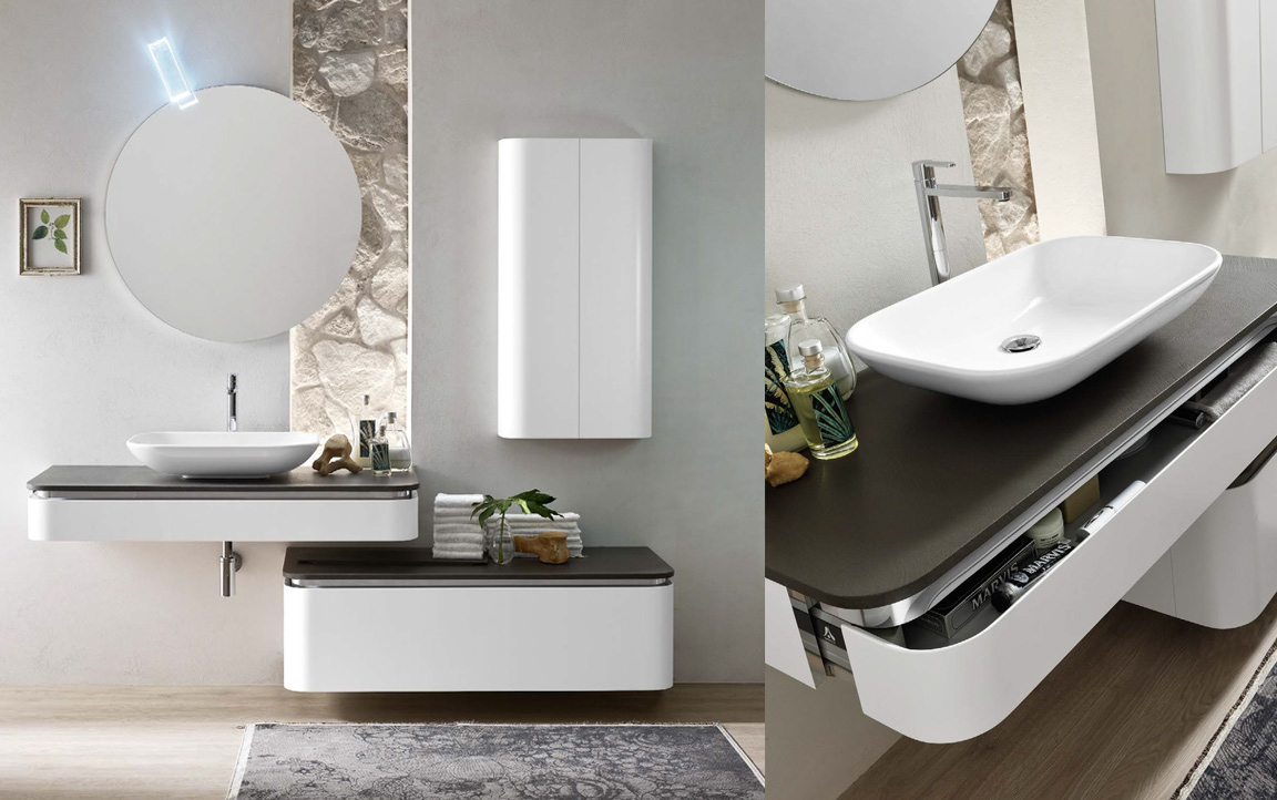 Composizione AC21 serie Acacia Bianco Opaco Mobili Bagno Ardeco