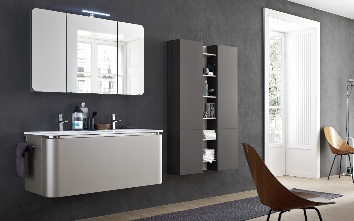 Composizione AC24 serie Acacia Seta Metallizzato, Grafite Metallizzato Mobili Bagno Ardeco