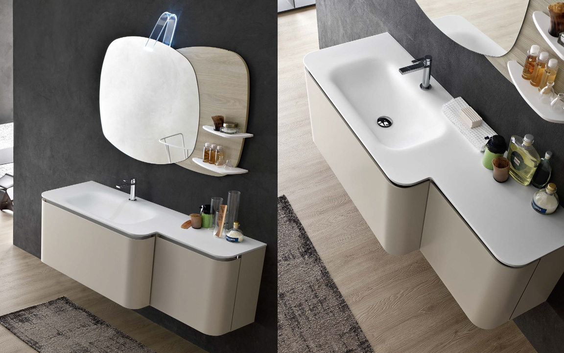 Composizione AC26 serie Acacia Corda Opaco, Olmo Creta Mobili Bagno Ardeco