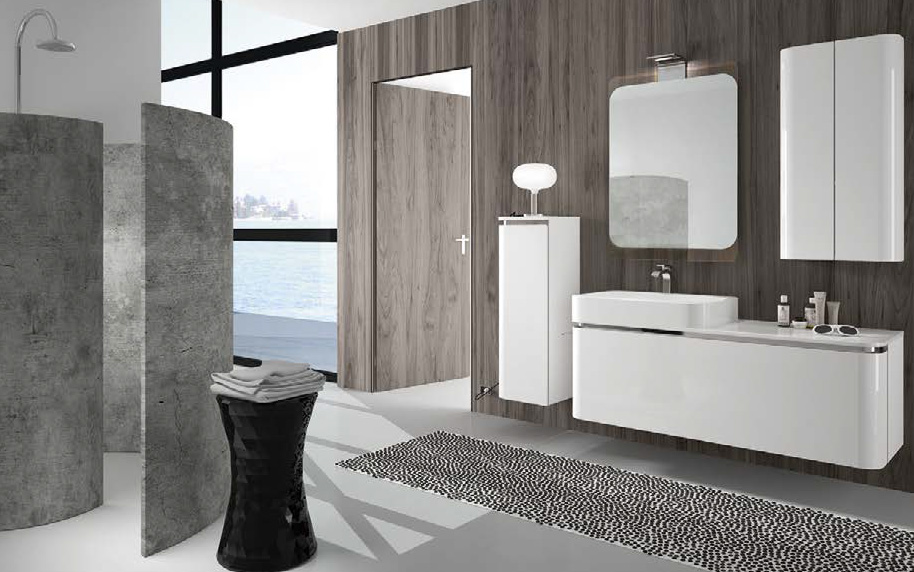 Composizione AC42 serie Acacia Bianco Lucido Mobili Bagno Ardeco