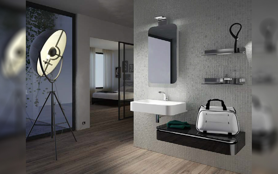 Composizione AC43 serie Acacia Nero Lucido Mobili Bagno Ardeco