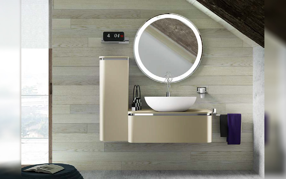 Composizione AC46 serie Acacia Sabbia Lucido Mobili Bagno Ardeco