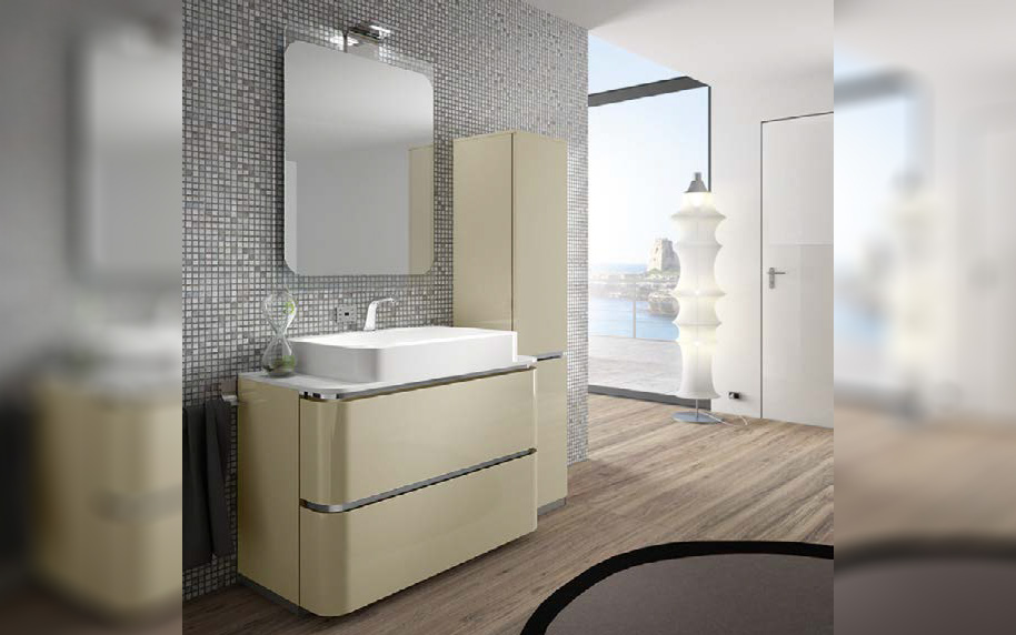 Composizione AC46 serie Acacia Sabbia Lucido Mobili Bagno Ardeco