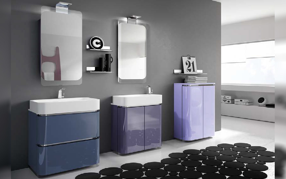 Composizione AC48 serie Acacia Indaco Lucido, Ametista Lucido, Lavanda Lucido Mobili Bagno Ardeco