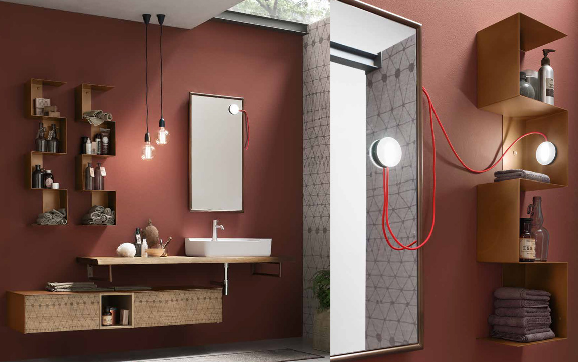 Composizione VT10 serie Decor & Vintage Serigrafato Web Wood, Rovere Natural Mobili Bagno Ardeco