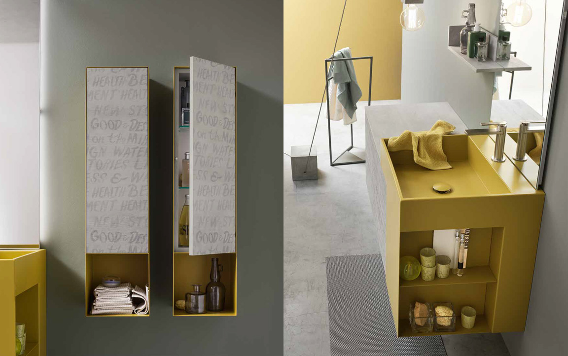 Composizione VT19 serie Decor & Vintage Serigrafato Text Sherwood, Melaminico Sherwood Mobili Bagno Ardeco