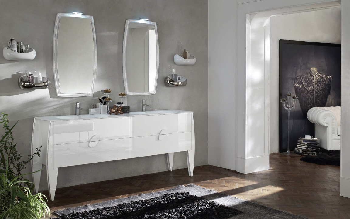 Composizione GL02 serie Glamour Bianco lucido Mobili Bagno Ardeco