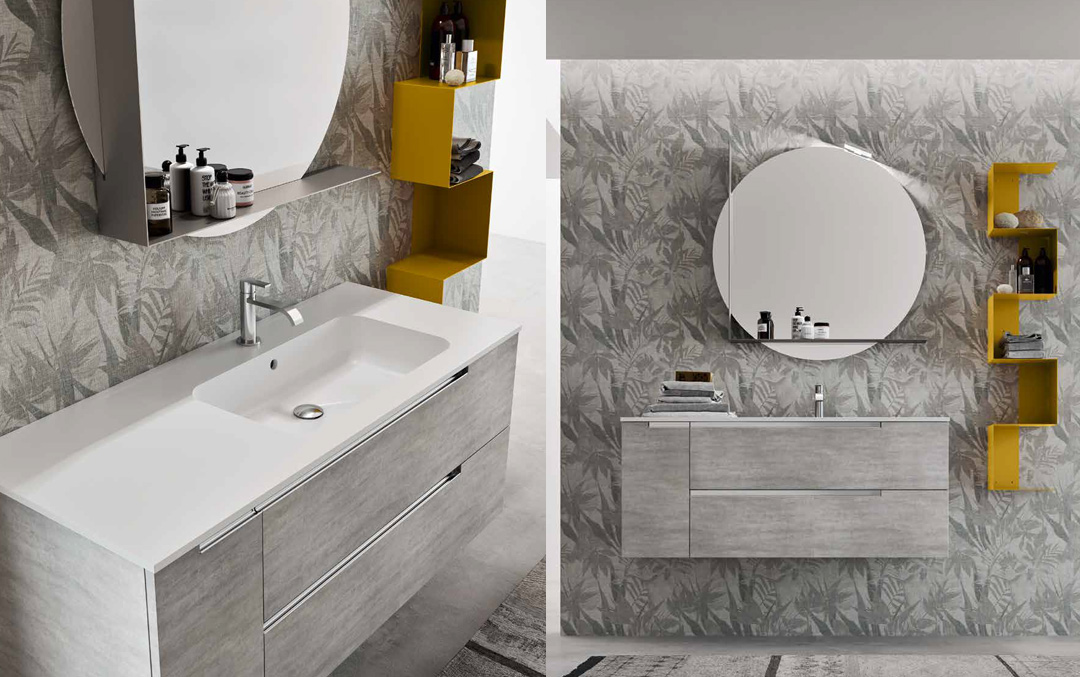 Composizione MO01 serie Start Block Trama Grigio Mobili Bagno Ardeco