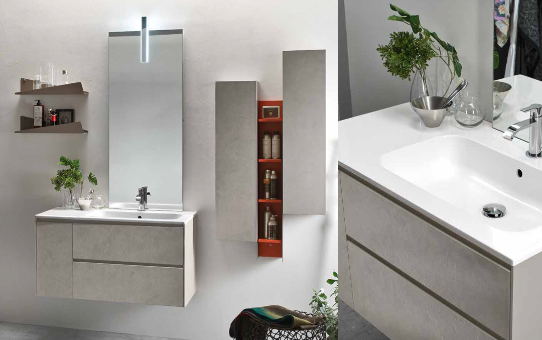 Composizione MO06 serie Start Block Malta Grigio Mobili Bagno Ardeco