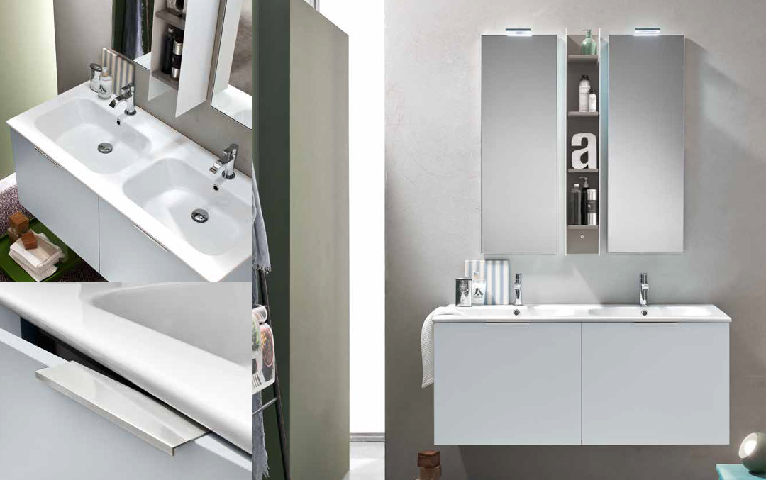 Composizione MO07 serie Start Block Ghiaccio Opaco Mobili Bagno Ardeco