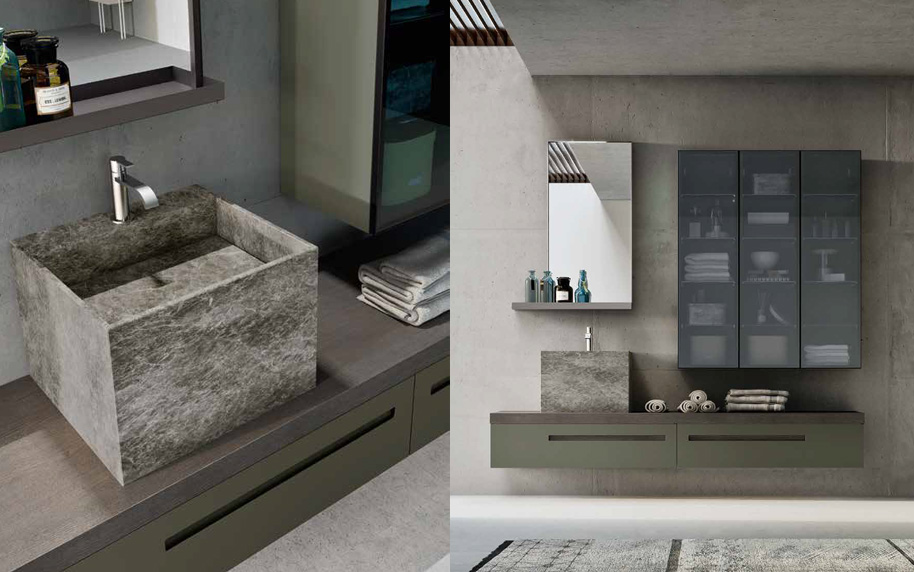 Composizione SG05 serie Start Gate Roccia Opaco, Rovere Fumé Mobili Bagno Ardeco