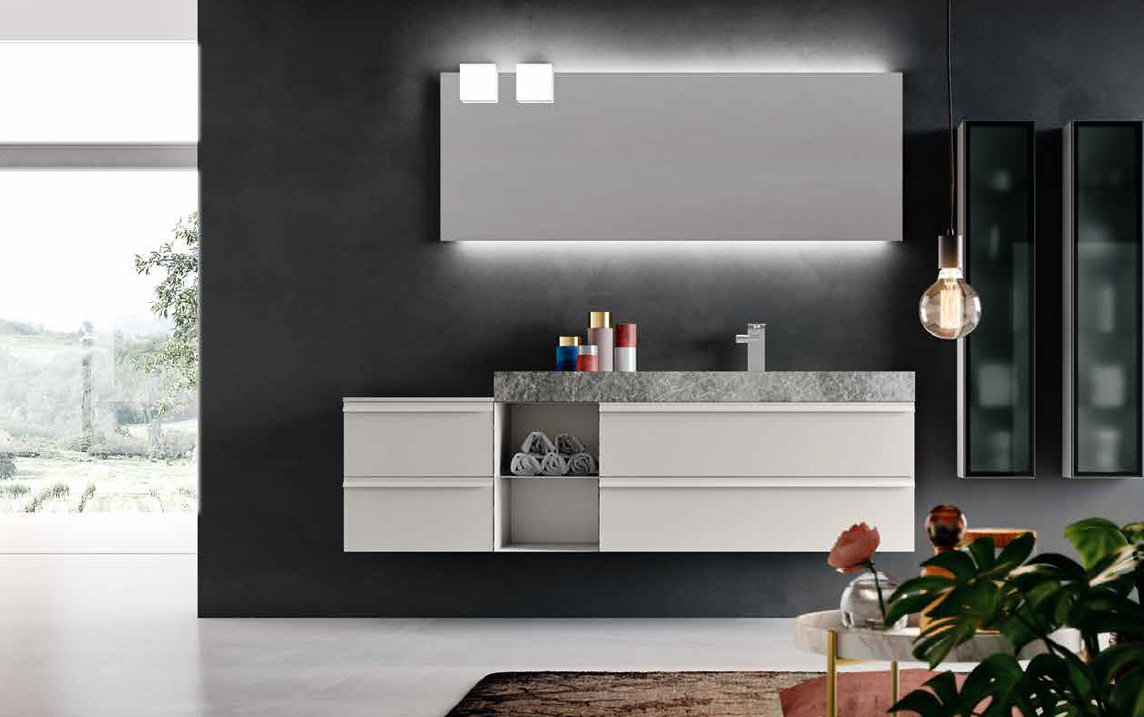 Composizione SL08 serie Start Line Bianco Opaco Mobili Bagno Ardeco