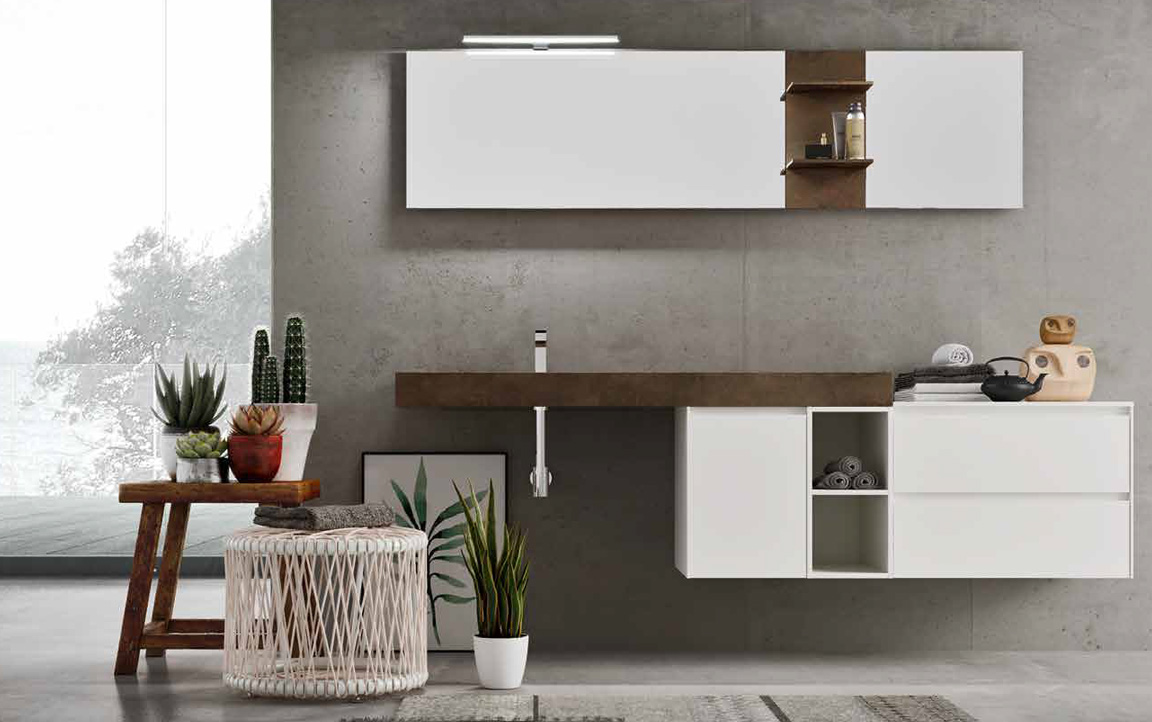 Composizione SP02 serie Start Play Bianco Opaco Mobili Bagno Ardeco