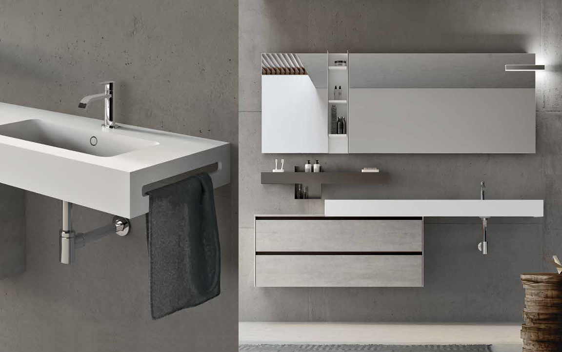 Composizione SP05 serie Start Play Trama Grigio Mobili Bagno Ardeco