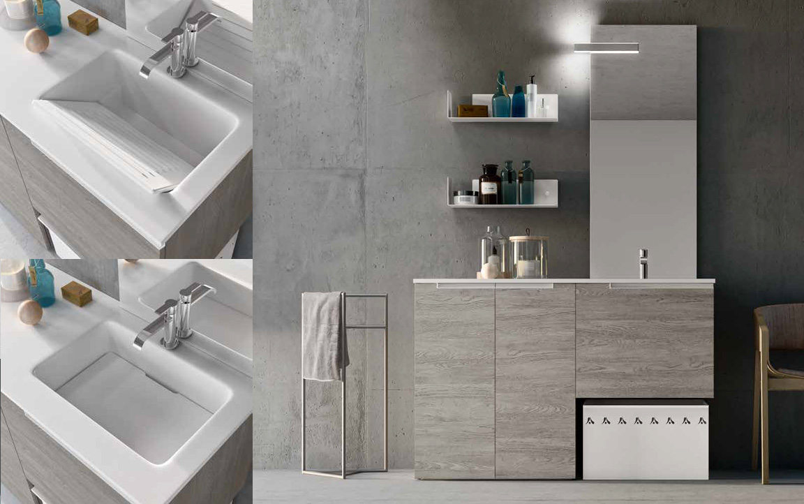 Composizione SW01 serie Start Wash Sablé Grey Mobili Bagno Ardeco