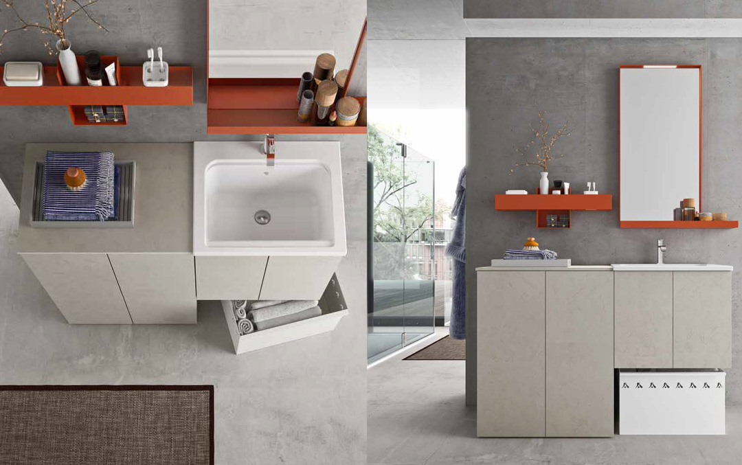 Composizione SW03 serie Start Wash Trama Grigio Mobili Bagno Ardeco