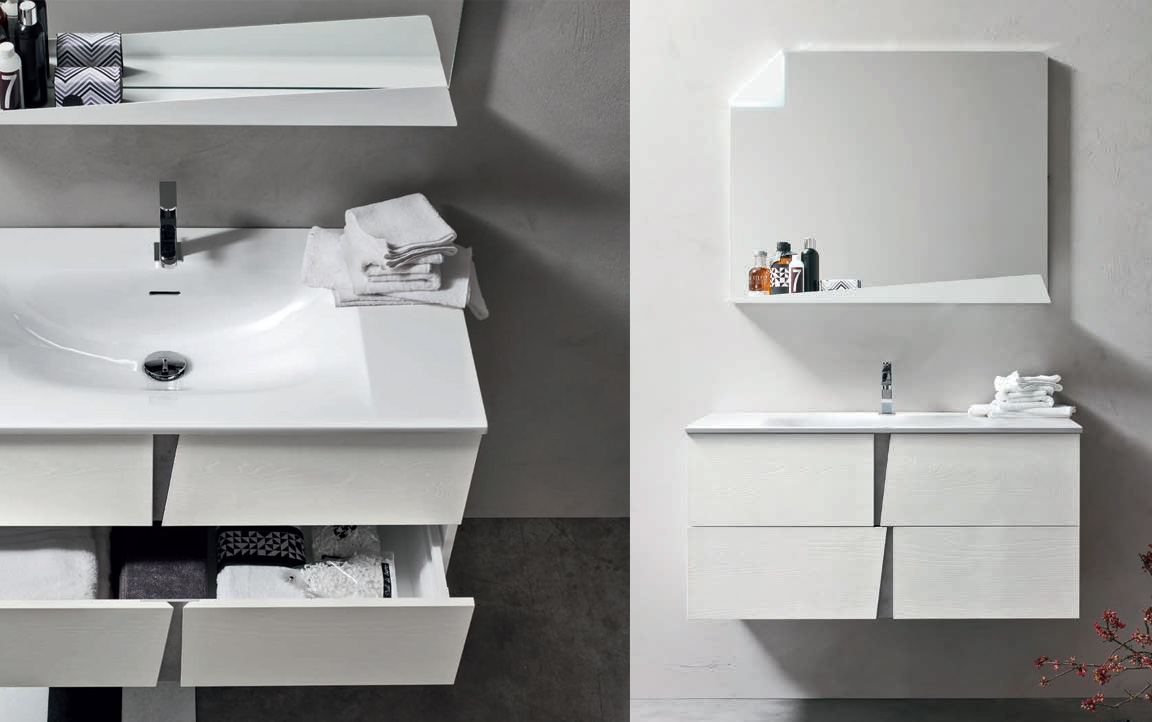 Composizione WR14 serie Wector Olmo Gesso , HPL Cemento Mobili Bagno Ardeco