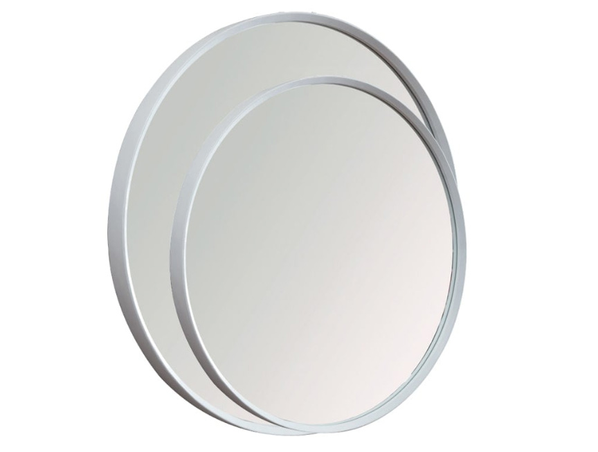 ORDINA ROUND MIRROR WHITE Specchio circolare realizzato con cornice in essenza con finitura bianca, nera opaco o naturale. Serie Black or White Mobili Bagno Cipí