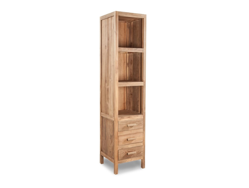 CABINET ESSENZA Colonna in teak massello, 3 cassetti, 3 ripiani. Serie Essenza Mobili Bagno Cipí