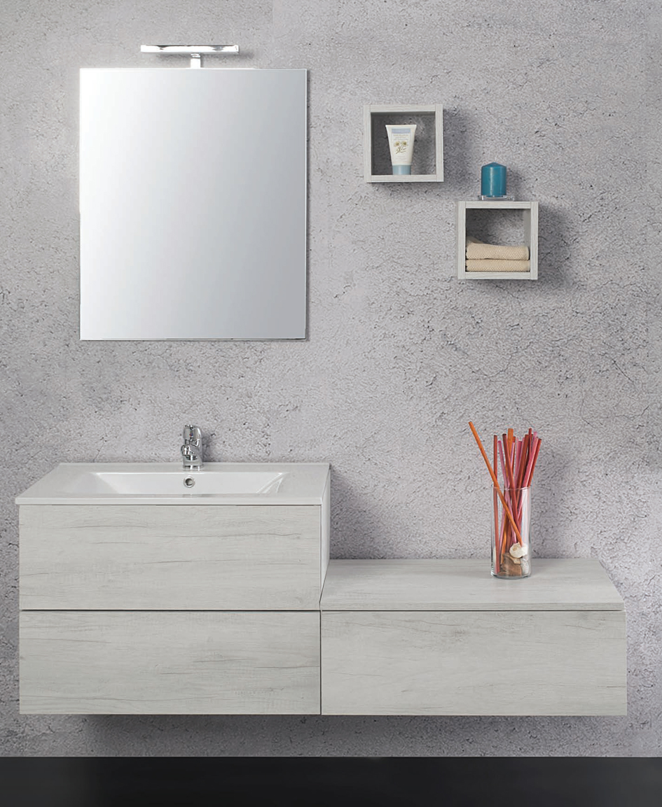 Unika Composizione 3 serie componibile finiture disponibili Olmo Bianco o Olmo Naturale Mobili Bagno Dianflex Corporation