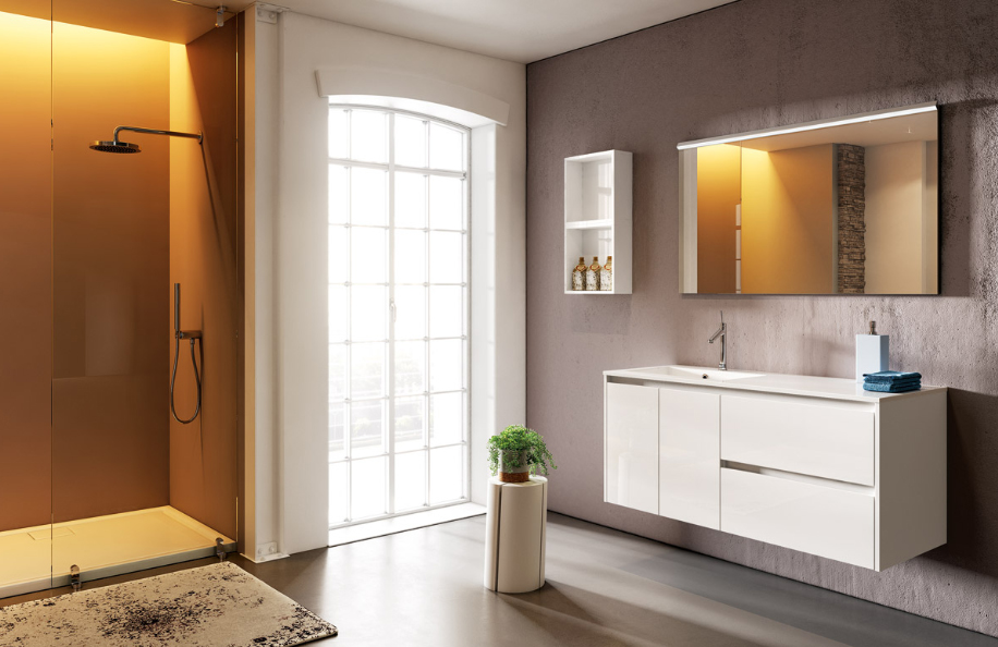 Flip 120 Bianco Lucido serie Contemporaneo Mobili Bagno Progetto Idea Stella