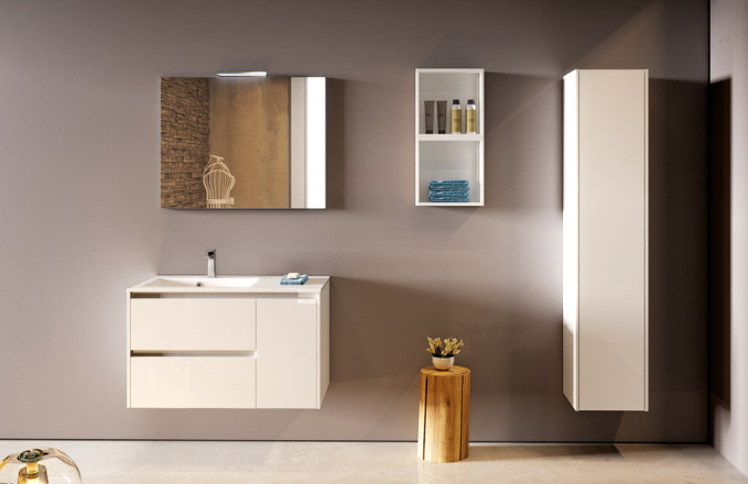 Flip 90 Bianco Lucido serie Contemporaneo Mobili Bagno Progetto Idea Stella