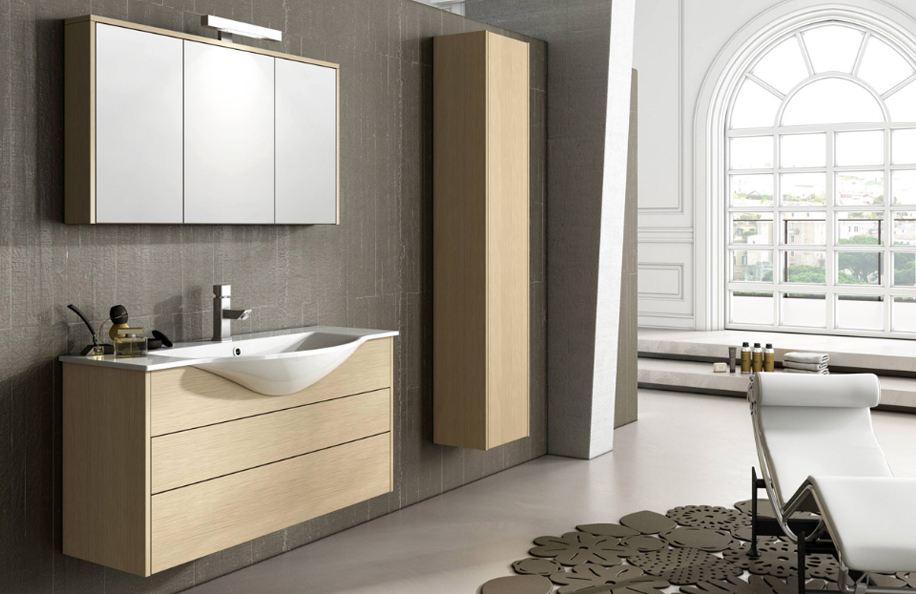 IS 103.04 Idea Style Rovere Top mineralmarmo serie Contemporaneo Mobili Bagno Progetto Idea Stella