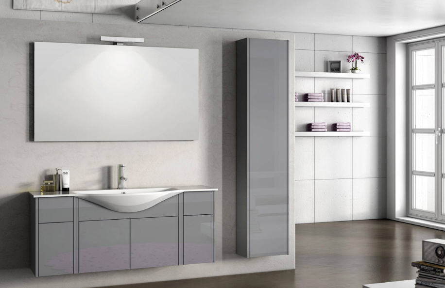 IS 123.07 Idea Style 52 Antracite Lucido Top mineralmarmo serie Contemporaneo Mobili Bagno Progetto Idea Stella