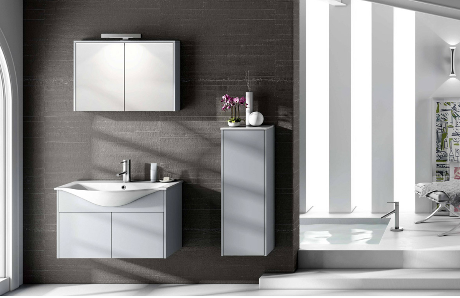 IS 83.04 Idea Style 01 Grigio Metallizzato opaco Top mineralmarmo serie Contemporaneo Mobili Bagno Progetto Idea Stella