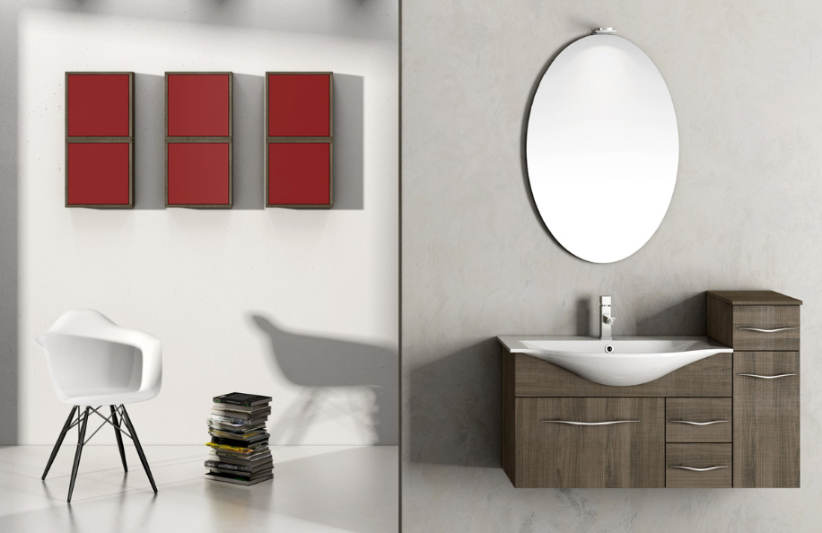 Ise 109.01 Noce Tranché - 15 Rosso Rubino opaco Top mineralmarmo serie Contemporaneo Mobili Bagno Progetto Idea Stella