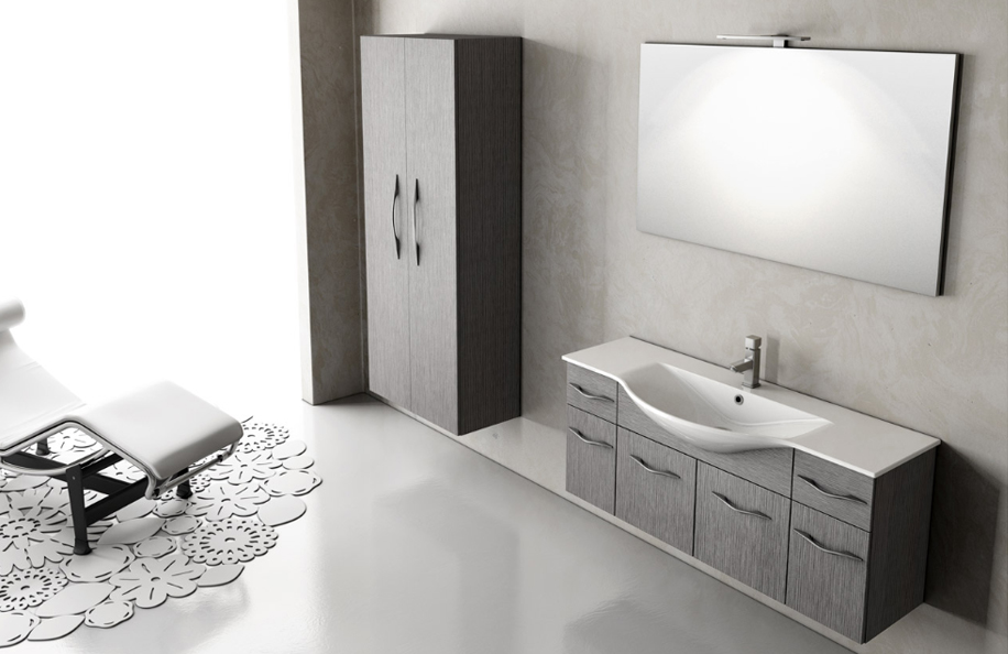 Ise 123.03 Grigio Matrix Top mineralmarmo serie Contemporaneo Mobili Bagno Progetto Idea Stella