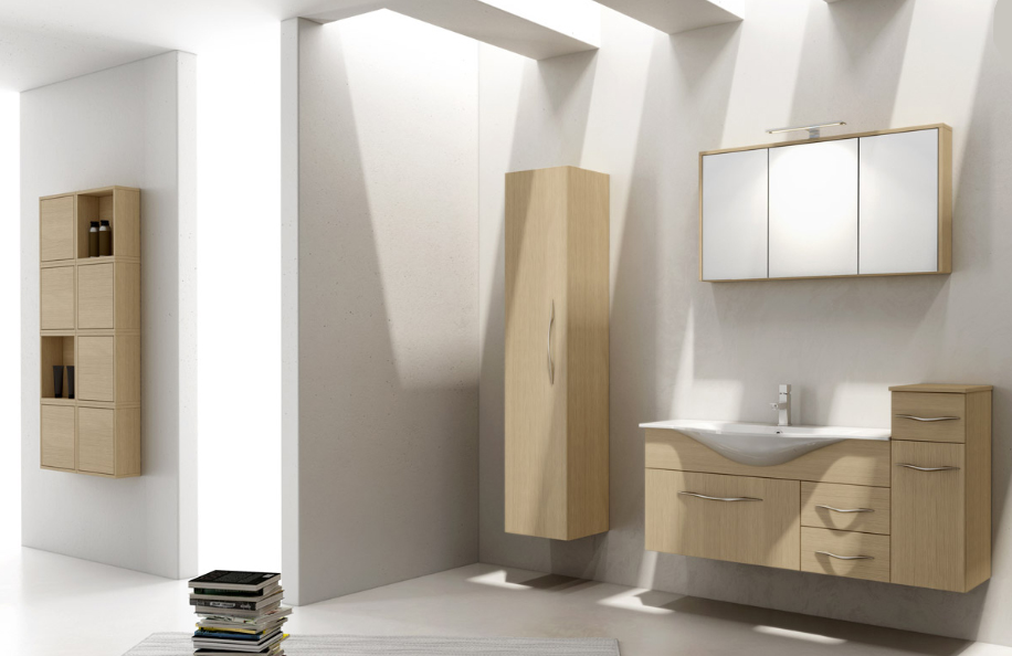 Ise 129.04 Rovere Top mineralmarmo serie Contemporaneo Mobili Bagno Progetto Idea Stella