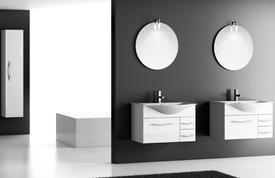 Ise 83.11 Bianco Lucido Top mineralmarmo serie Contemporaneo Mobili Bagno Progetto Idea Stella