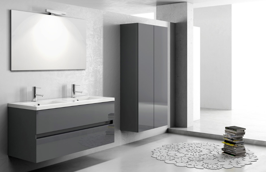 Libra 120.010 52 Antracite lucido Top in mineralmarmo serie Contemporaneo Mobili Bagno Progetto Idea Stella