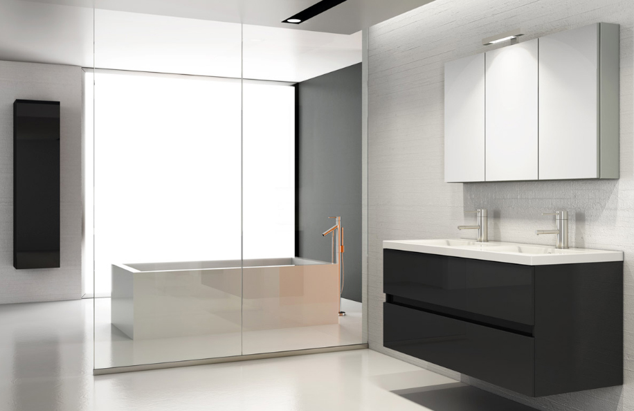 Libra 120.040 55 Nero Lucido Top in mineralmarmo serie Contemporaneo Mobili Bagno Progetto Idea Stella