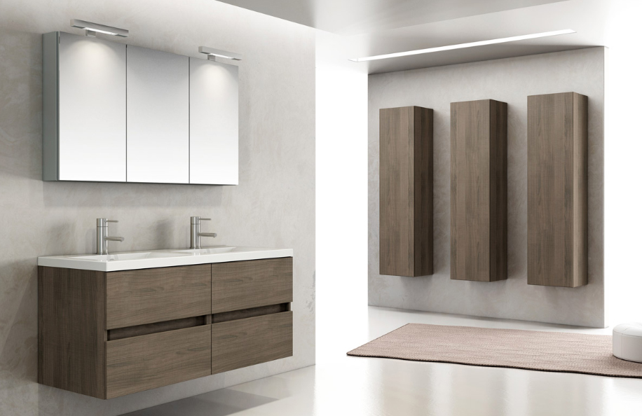 Libra 120.050 Noce Tranché Top in mineralmarmo serie Contemporaneo Mobili Bagno Progetto Idea Stella