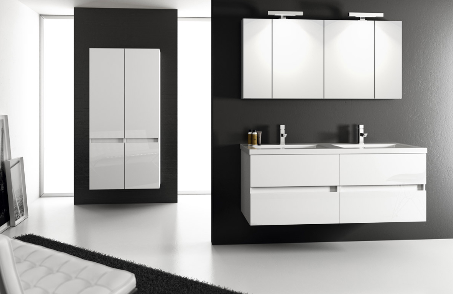 Libra 140.020 Bianco Lucido Top in mineralmarmo serie Contemporaneo Mobili Bagno Progetto Idea Stella