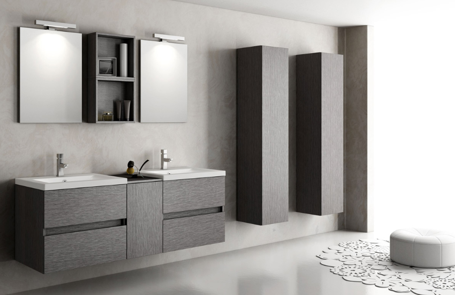 Libra 150.010 Grigio Matrix Top in mineralmarmo serie Contemporaneo Mobili Bagno Progetto Idea Stella