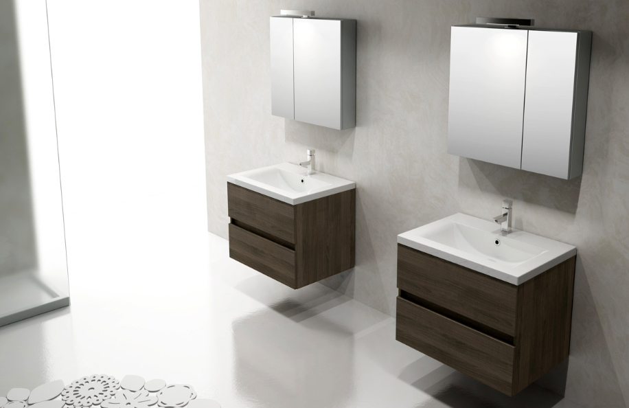 Libra 70.040 Noce Tranché Top in mineralmarmo serie Contemporaneo Mobili Bagno Progetto Idea Stella