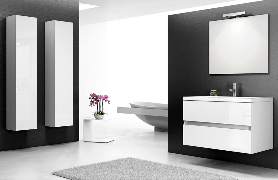 Libra 90.010 Bianco Lucido Top in mineralmarmo serie Contemporaneo Mobili Bagno Progetto Idea Stella