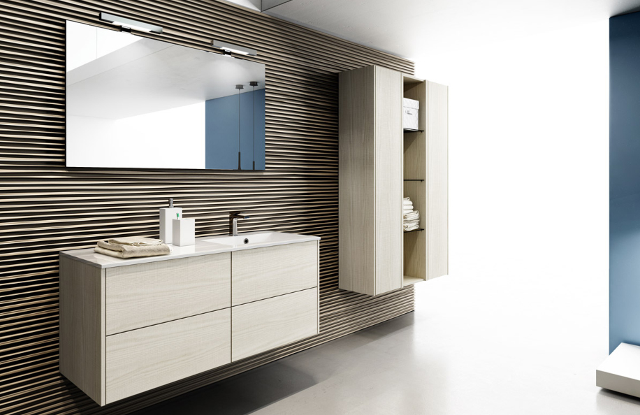 Liko 12 Frassino Tranché Top mineralmarmo serie Contemporaneo Mobili Bagno Progetto Idea Stella