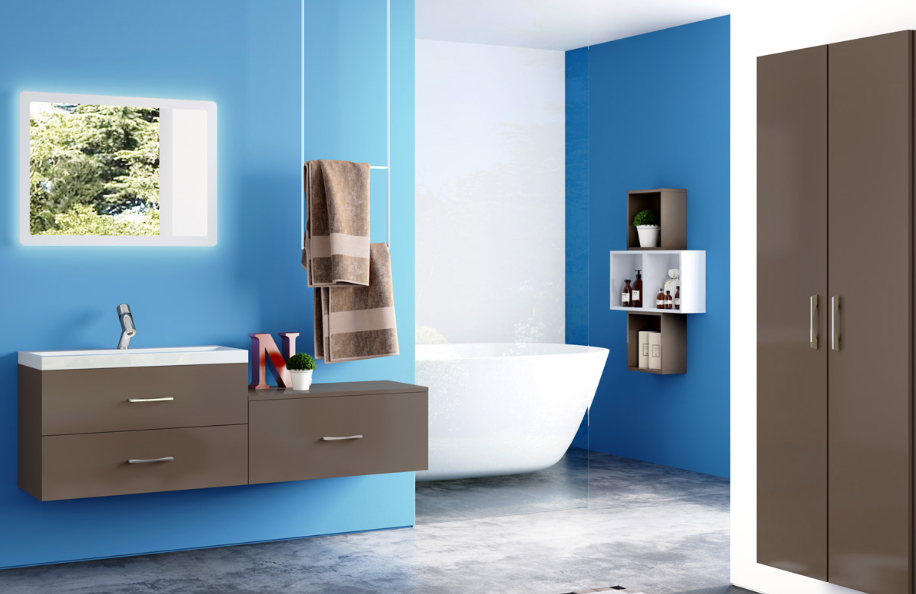 Simply80.04  Tortora Lucido Lavabo Ceramica serie Contemporaneo Mobili Bagno Progetto Idea Stella