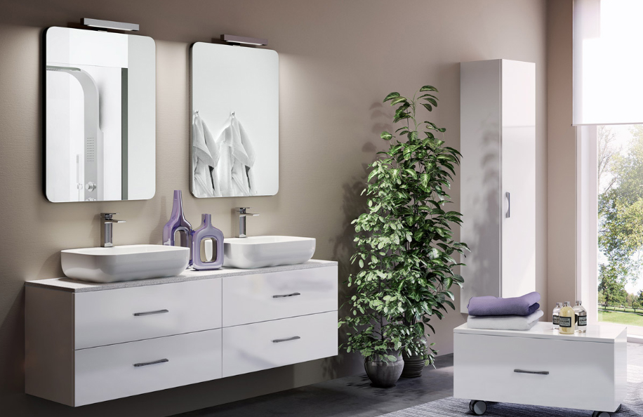 Simply80.05 Bianco Lucido Lavabo Ceramica serie Contemporaneo Mobili Bagno Progetto Idea Stella