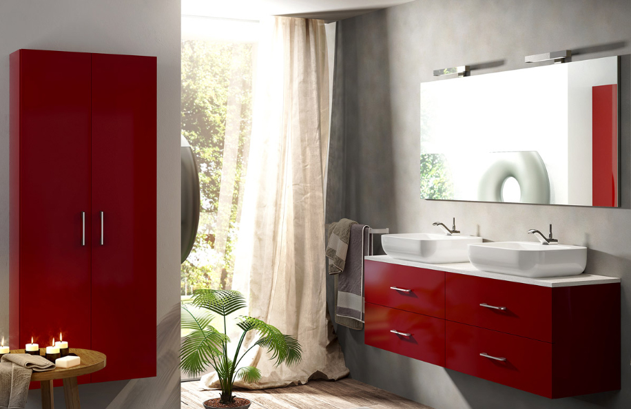 Simply80.10 36 Rosso Segnale Lucido Lavabo Ceramica serie Contemporaneo Mobili Bagno Progetto Idea Stella