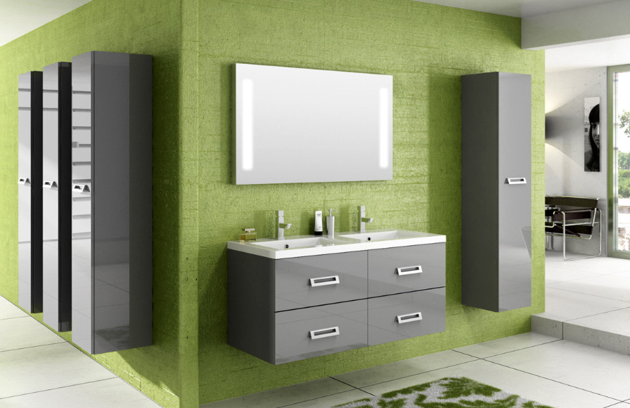 Swing 120.02 Antracite Lucido Top integrato in mineralmarmo serie Contemporaneo Mobili Bagno Progetto Idea Stella