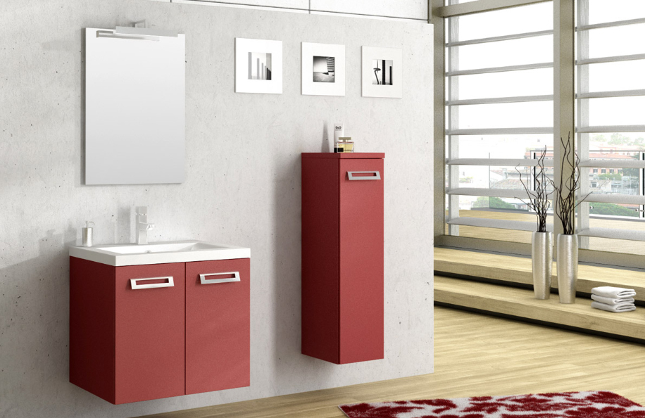 Swing 60.02 Rosso Segnale Top integrato in mineralmarmo serie Contemporaneo Mobili Bagno Progetto Idea Stella