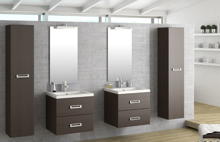 Swing 60.03 Wengé Top integrato in mineralmarmo serie Contemporaneo Mobili Bagno Progetto Idea Stella