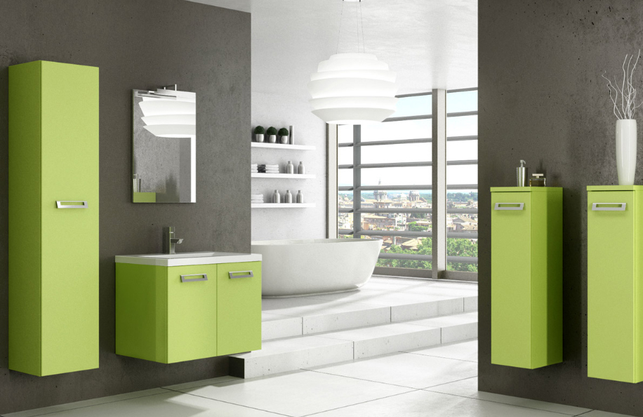 Swing 70.02 Verde Acido Top integrato in mineralmarmo serie Contemporaneo Mobili Bagno Progetto Idea Stella